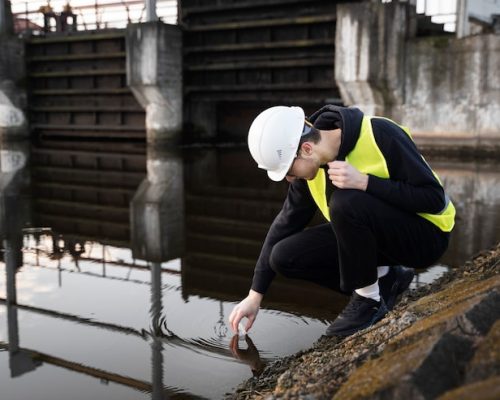 full-shot-environmental-engineer-taking-water-sample_23-2149354041